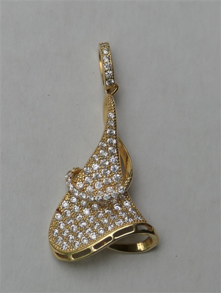 18kt Yellow Gold Pendant with CZ Accent Stones -  Marked 18k SBK - Pendant Measures 1 1/4" Long 1/2" At Widest - Pendant Weighs 2.9 Grams