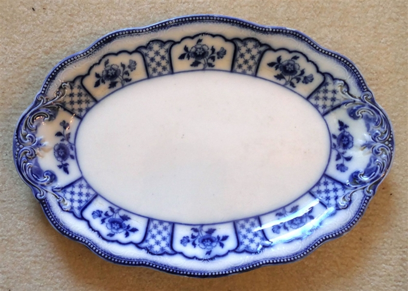 Antique Flow Blue Platter - Measures 16" by 11" 
