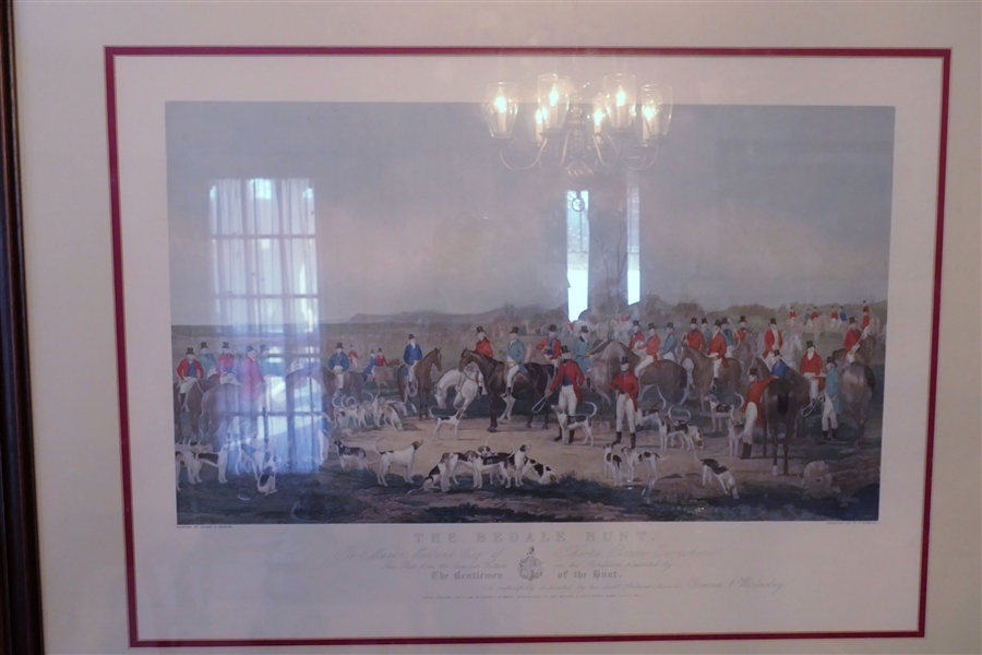 "The Bedale Hunt" Engraving by W.H. Simmons - Painting by Anson A. Martin - Framed and Matted - Frame Measures 29" by 36"