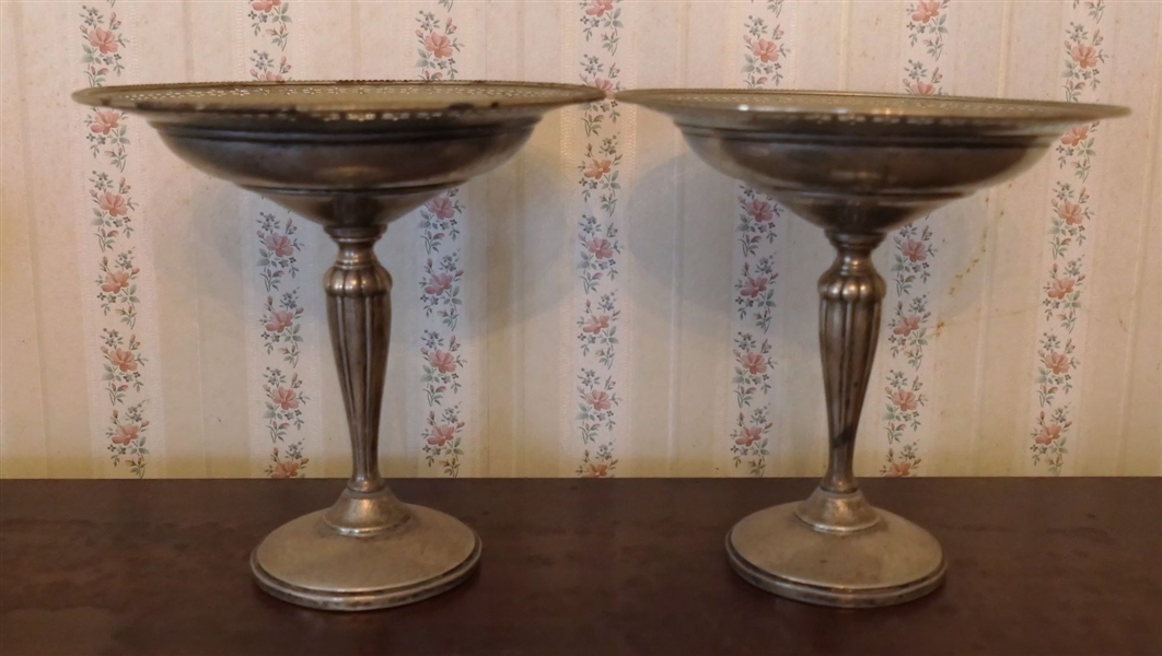 2 Sterling Silver Weighted Compotes Measuring 6" tall 6" Across