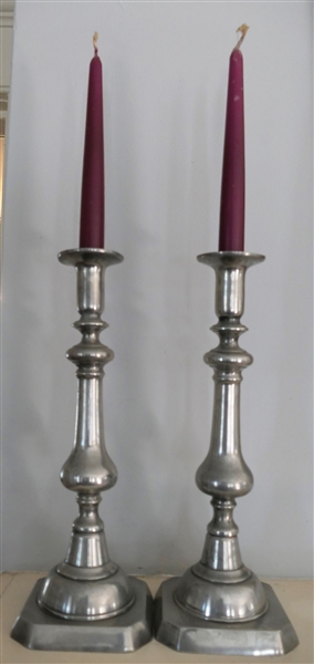  Pair of Heavy Harvin Pewter Candle Sticks - Measuring 12 1/2" Tall 