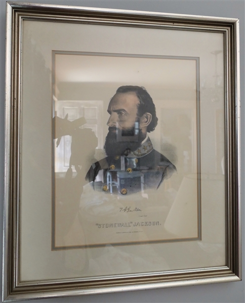 Stonewall Jackson Print Published by Currier and Ives- Nicely Framed and Matted - Frame Measures 19 1/2" by 16 1/2"