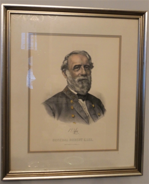 General Robert E. Lee Print Published by Currier and Ives Nicely Framed and matted - Frame Measures 19 1/2" by 16 1/2"