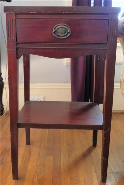 Mahogany Side Table with Dovetailed Drawer - Measures - 27" tall 16" by 16"
