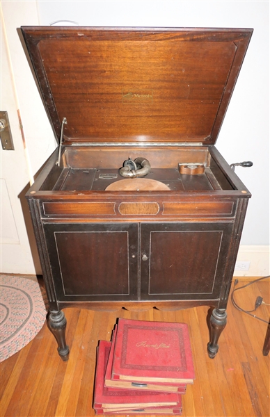 Victrola Colony 8372 - Record Player with Record Albums- Cabinet Measures 34" Tall 28" by 20 1/2"