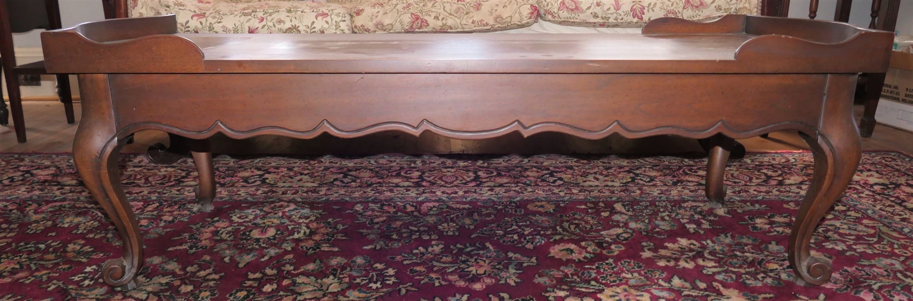 French In the Country Manner by Drexel Coffee Table with Drawer - Missing 1 Piece of Trim - See Photos - Measures 18" Tall 56" by 20"