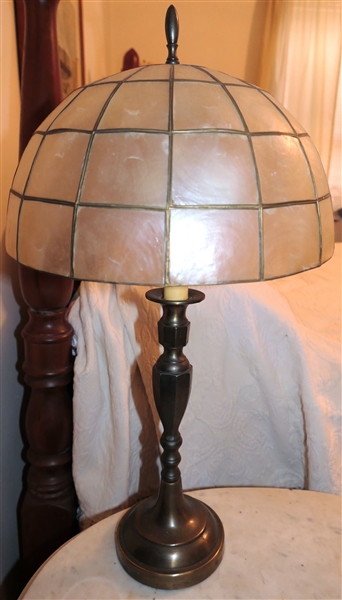 Metal Table Lamp with Capiz Shell Shade - Measures 23" Tall 