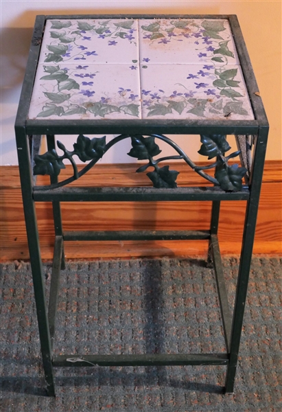 Square Metal Tile Top Table - Measures 23" tall 13" by 13" 