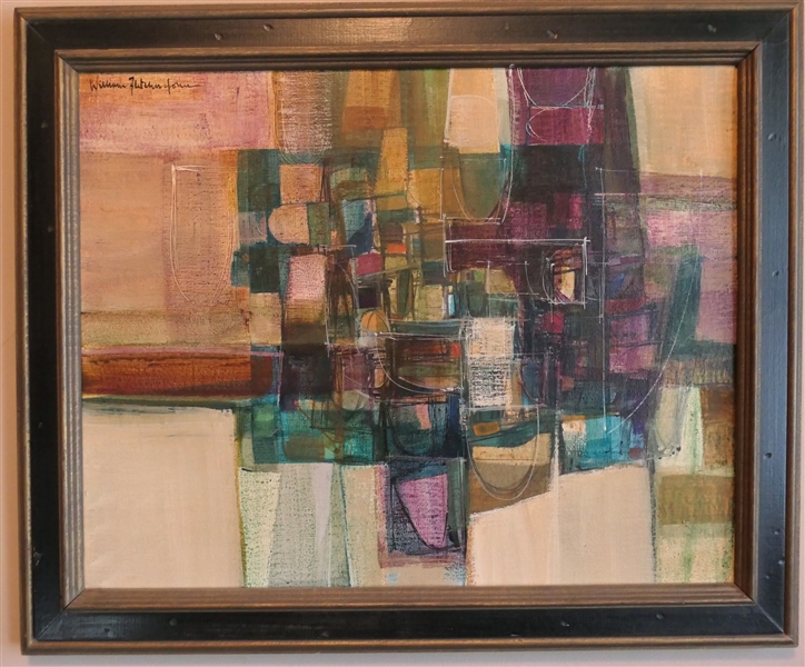 William Fletcher Jones (1930-1996) Artist Signed Abstract Painting on Canvas - Framed - Painting Measures 16" by 20"