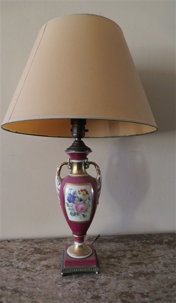 Floral Urn Style Lamp - Measures 14" To Bulb