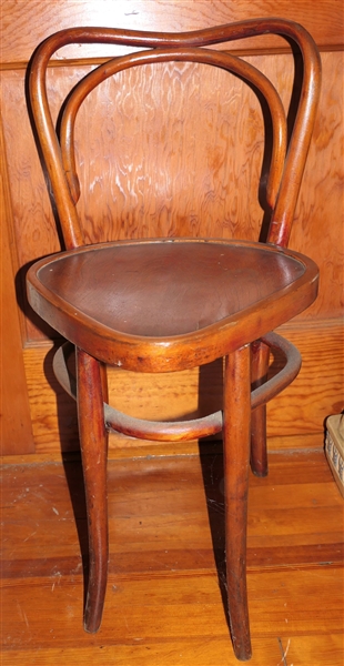 Unusual Bent Wood Chair with Triangular Seat - Measures 29" Tall 15" by 15"