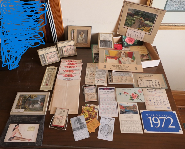 1940s, 50s, 60s, and Early 70s Advertising Thermometers and Calendars - Most From Virginia - South Boston, Richmond, Some Washington DC and Maryland 