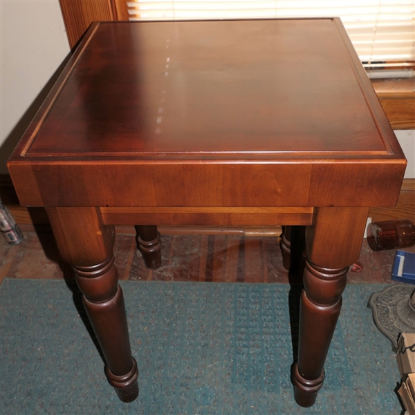 Chopblock Style Table with Chunky Turned Legs - Measures 32" Tall 24" by 24" 
