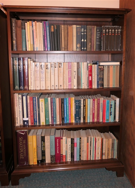 Mahogany Finish Book Shelf - 4 Shelves - Bracket Feet - Measures 53" Tall 36" by 11" 