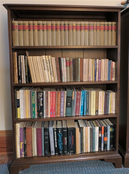 Mahogany Finish Book Shelf - 4 Shelves - Bracket Feet - Measures 53" Tall 36" by 11"