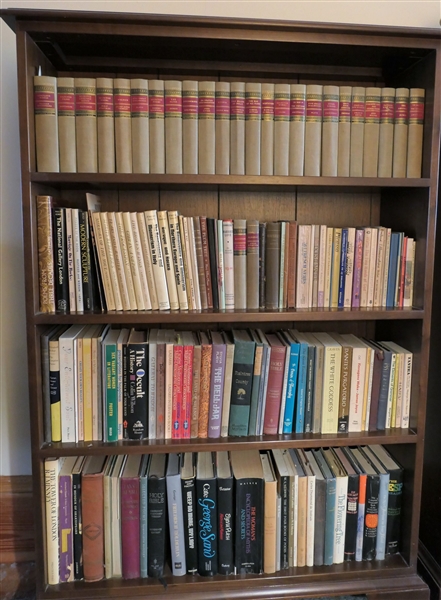 4 Shelves of Books including Set of Classics Club Hard Cover Books, Books on Art, The Occult, The Flowering Tree, and More - Take What You Want - Not Obligated to Remove All Books