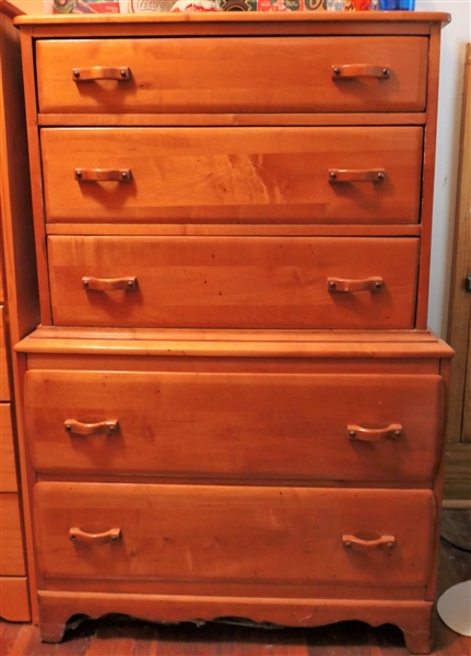 Maple 3 Over 2 Drawer Chest - Measures 48" Tall 32" by 18" 
