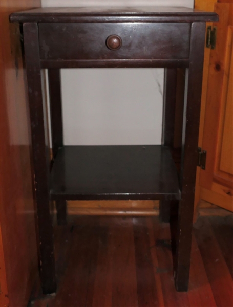 Single Drawer Occasional Table - Measures 27 1/2" Tall 16"  by 14" - Top Finish is Worn 