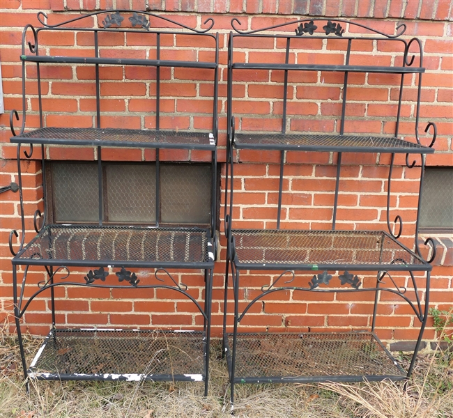 2 Wrought Iron Bakers Racks - Measuring 65" Tall 31" by 18" 