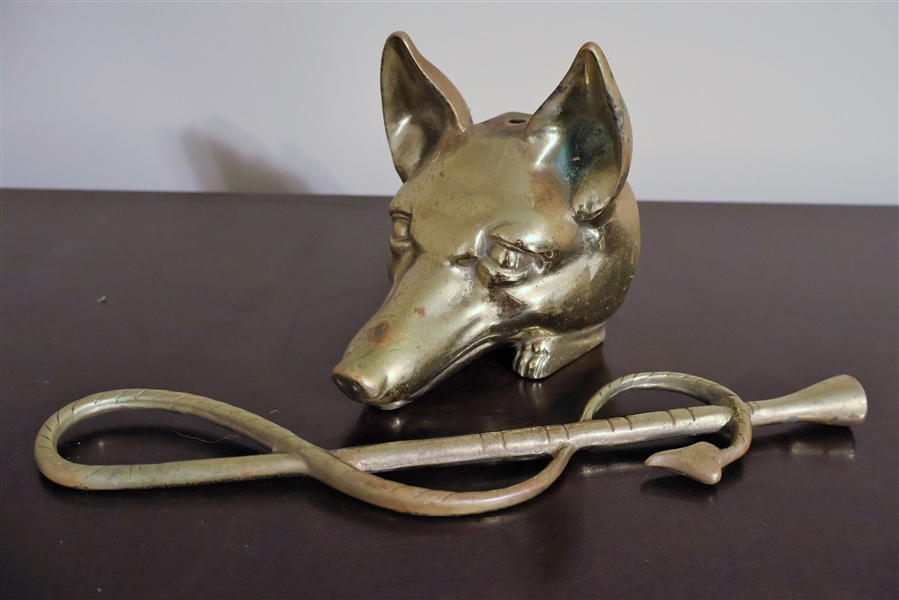 Virginia Metalcrafters Fox Door Stop with Handle - Missing Screw For Handle - Together Measures 15 1/2" Tall