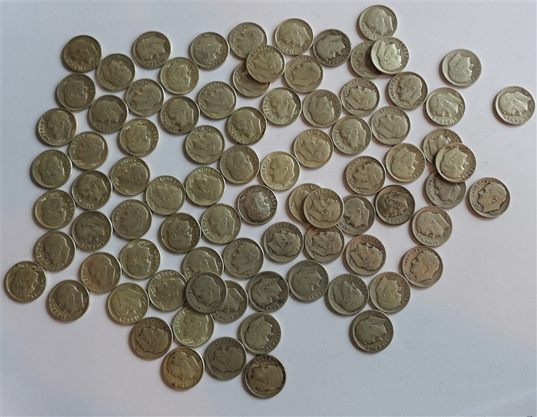84 Roosevelt Silver Dimes -  Coins Are Directly From the Estate and Have Not Been Searched or Sorted