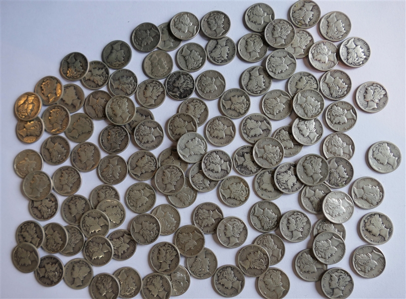 $10 Dollar Face Value (100) Silver Mercury Dimes -  Coins Are Directly From the Estate and Have Not Been Searched or Sorted