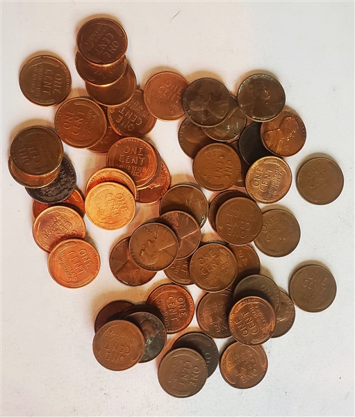 53 Wheat Pennies Plus 1 Steel Penny  - Coins Are Directly From the Estate and Have Not Been Searched or Sorted