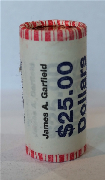 $25 Dollars Face Value of Uncirculated James A. Garfield Dollar Coins in Original Paper Roll