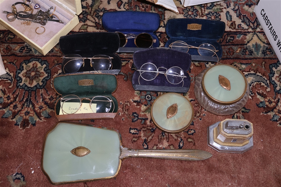 Vintage Glasses and Dresser Items