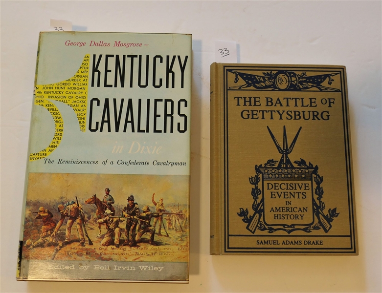 The Battle of Gettysburg by Samuel Adams Drake - 1988 Broadfoot Publishing Company and "Kentucky Cavaliers in Dixie" by George Dallas Mosgrove - Broadfoot Publishing Company 1991 - Hardcover Book...