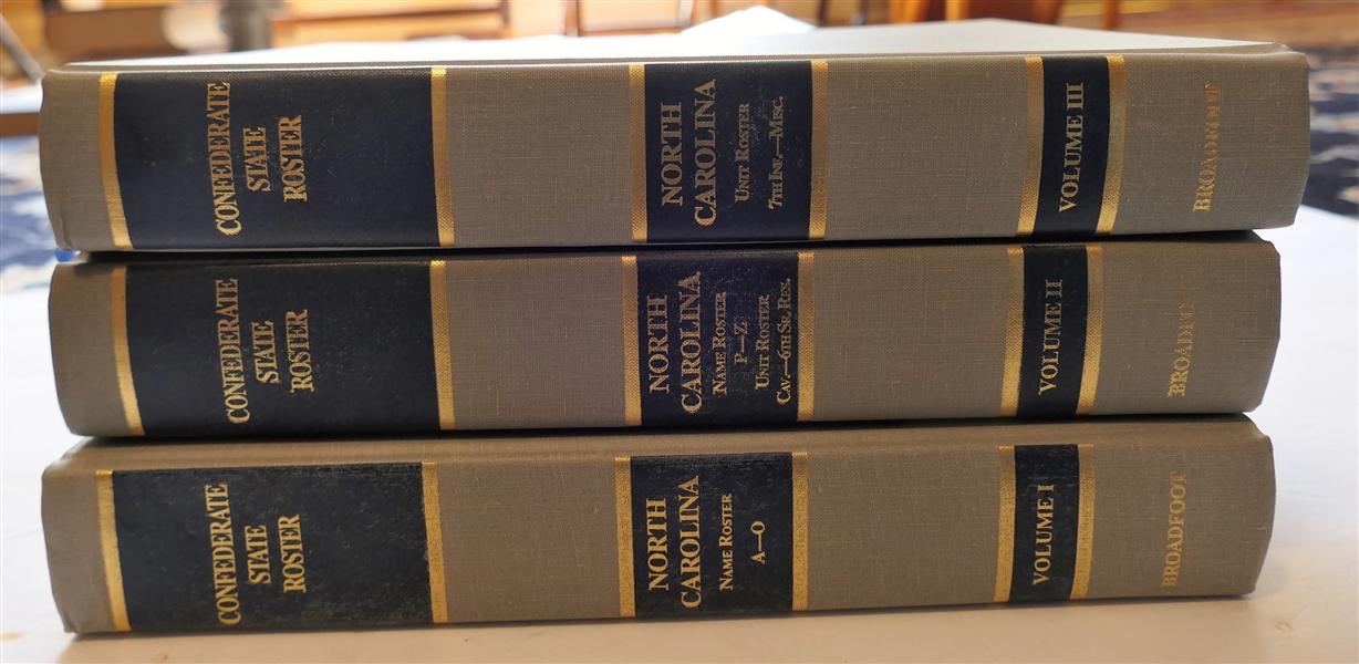 3 Volumes of "Confederate State Roster" Vol I - North Carolina Name Roster - A-O, Vol. II - North Carolina Name Roster P-Z Unit Roster Cav. 6th Sr. Res. And Vol. III - North Carolina Unit Roster -...