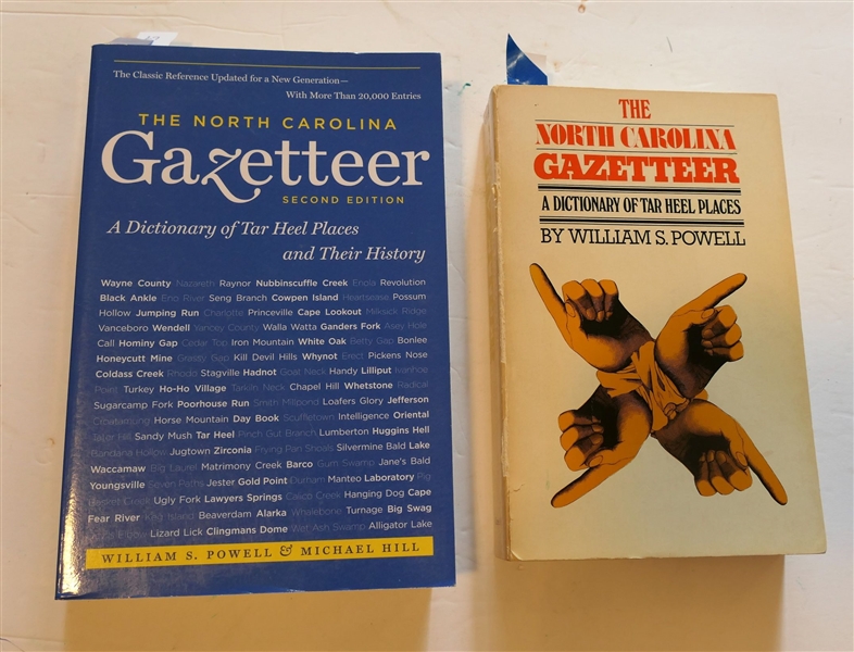 The North Carolina Gazetteer - A Dictionary of Tar Heel Places and Their History First and  Second Editions by William S. Powell & Michael Hill - Paperbound 