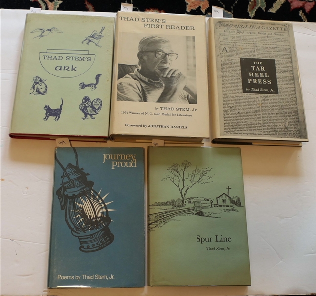 5 Books by Oxford, NC Author Thad Stem, Jr. "Thad Stems Ark" Author Signed and Inscribed, "Thad Stems First Reader", "The Tar Heel Press" Published on the Occasion of the 100th Anniversary of the...