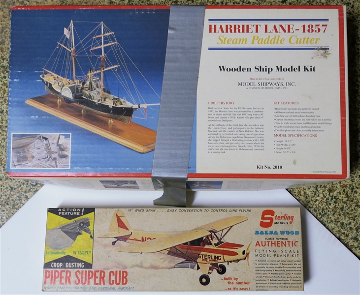 Piper Super Cub - By Sterling Models - And Harriet Lane 1857 - Stam Paddle Cutter Wooden Ship Model Kit - Both in Original Boxes - Not Assembled