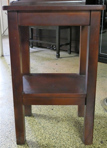 Heavy Solid Wood 2 Tier Table - Measures 27 1/2" tall 17" by 14" 