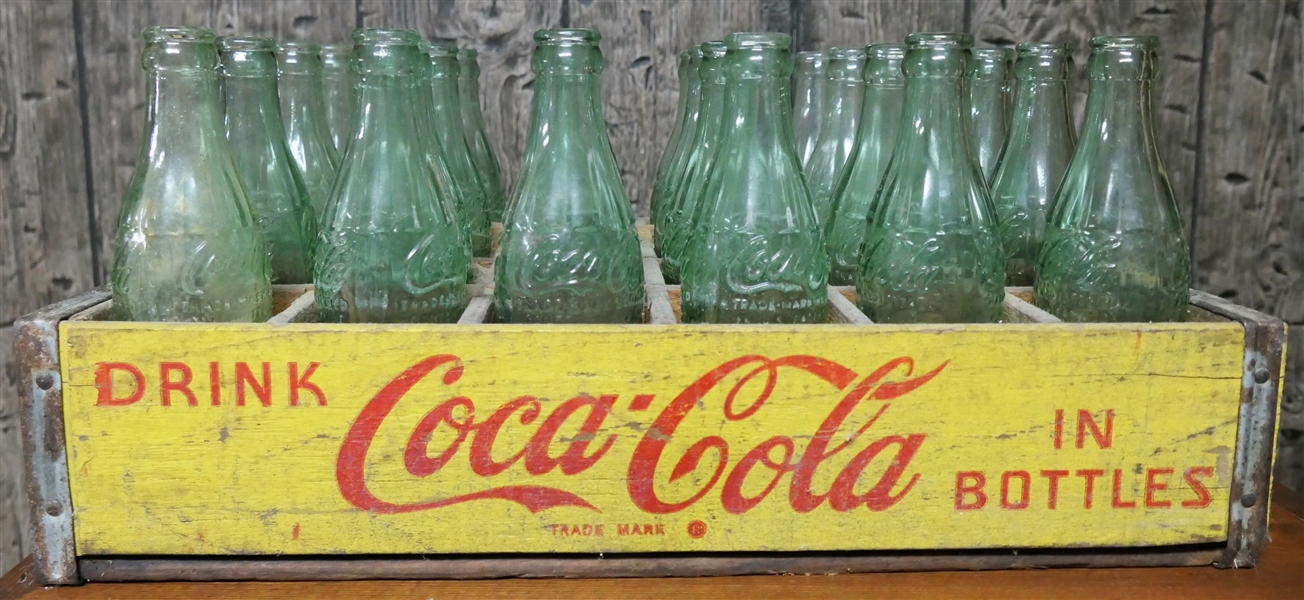 "Drink Coca Cola - In Bottles" Wooden Crate - Full of Coke Bottles including Spartanburg, SC, Rocky Mount, Henderson, Weldon, Danville, VA, Fayetteville, Kinston, New Bern, Washington, NC,...