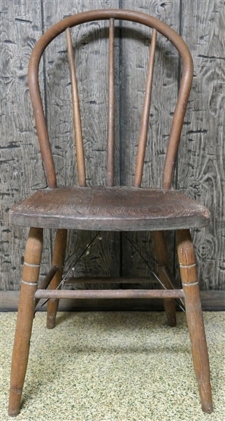 Oak Bent Wood Chair with Metal Reinforcements - Tag on Bottom - NC State Engineering Department 