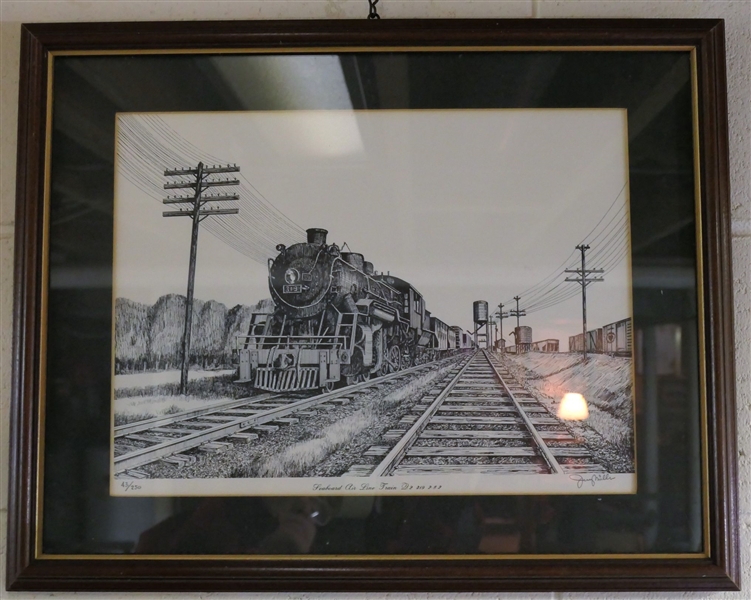 "Seaboard Air Line Train D2 319" Print by Jerry Miller - Artist Signed and Numbered 43/250 - Framed and Matted - Frame Measures 15 1/2" by 19 1/2"