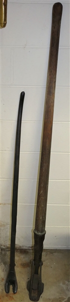 2 Railroad Tools - Large Pry Bar / Puller and Railroad Car Moving tool - Advance Car Mover - Pat. 9-10-12 - Carved on Handle 