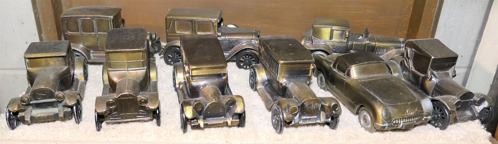 9 Metal Car Banks - Several Advertising  - First National Bank. Farmers & Merchants, and Jersey Shore Bank - Banks Made by Banthrico