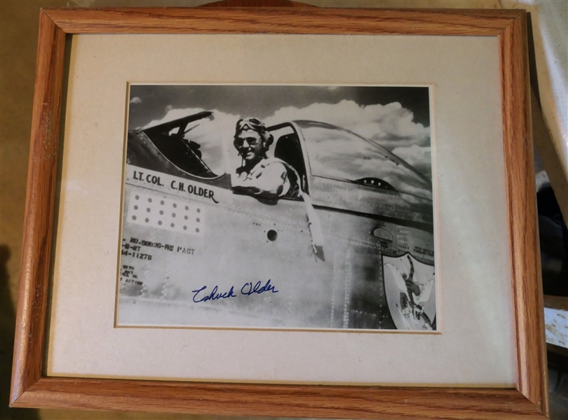 Lt. Col. Charles H. Older, AVG and USAAF - Autographed Photograph - Older Also Presided Over Charles Manson Trial As Judge - Photo Is Framed and Has Lots of Accompany Information on Reverse - Frame...