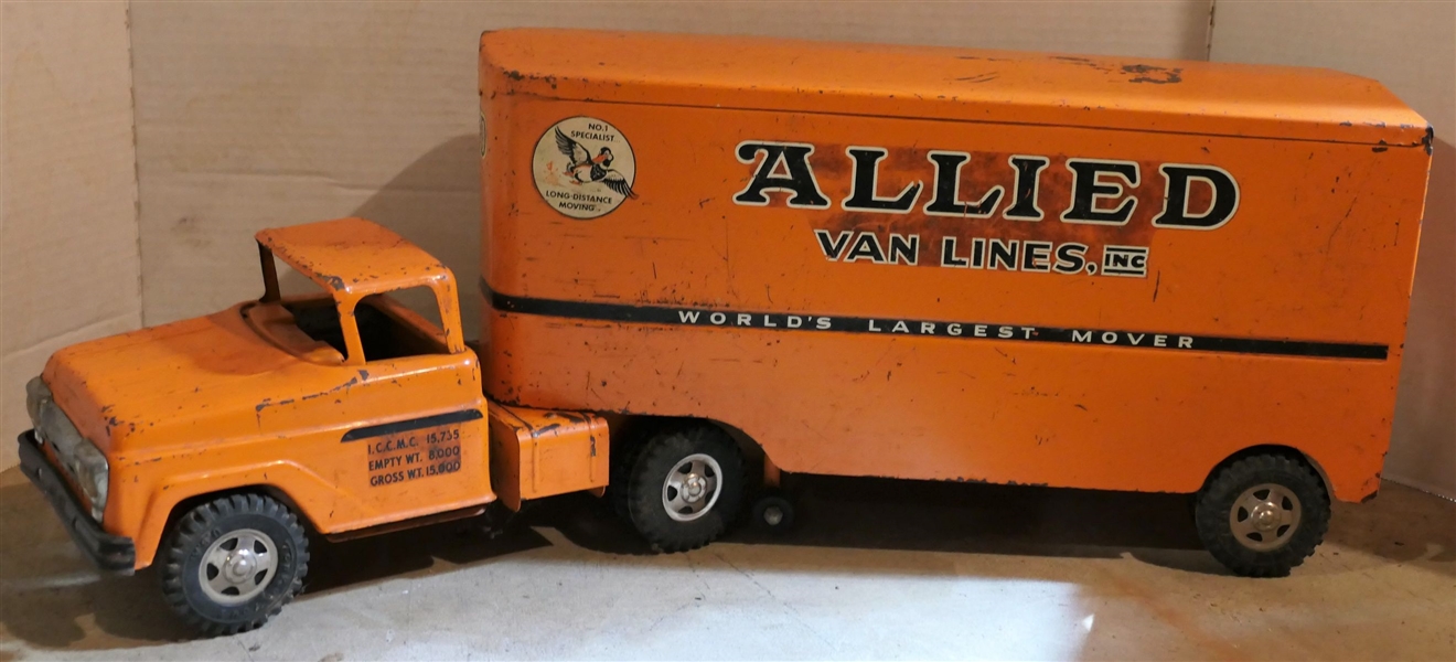 Tonka Toys Allied Van Lines Moving Truck - Some Paint Loss - Measures 8 1/2" tall 24"Long