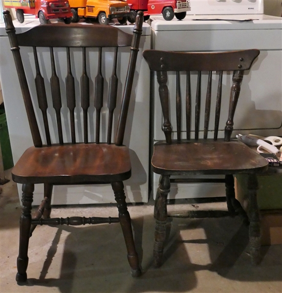 2 Solid Wood Side Chairs - Taller Arrow Back Measures 38 1/2" tall 17" by 15"
