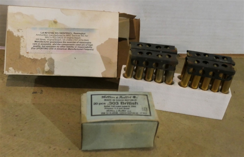 2 Boxes of Ammo - Box of British 303 Bullets and Box of British 303 Bullets All in Stripper Clips 