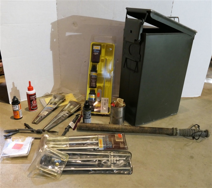 Large Ammo Can with Outers Gun Cleaning Kit, Wood Batton, Gun Oil, and Other Gun Cleaning Supplies 