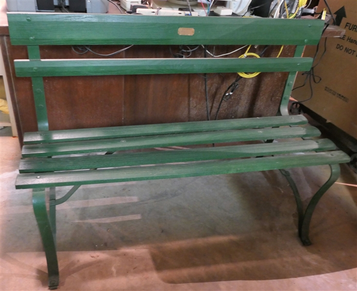Boyce Drug Store - Warrenton, NC - Wood and Metal Bench -With Brass Tag - Bench Measures 32" tall 48" Long