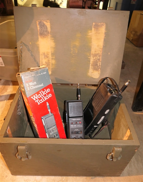 US Military Signal Corp Chest CH 158 - With Vintage Walkie Talkies - by Realistic - 1 in Original Box - Signal Corps Box Measures 10 1/2" Tall 17 1/2" by 11 1/2" 