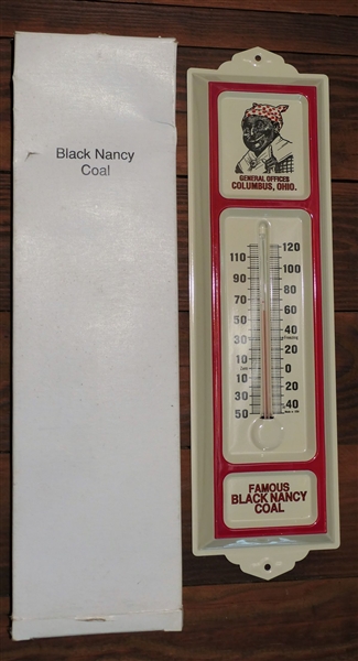 Famous Black Nancy Coal Thermometer - General Offices Columbus, Ohio- In Original Cardboard Box - Measures 13" by 3 1/4"