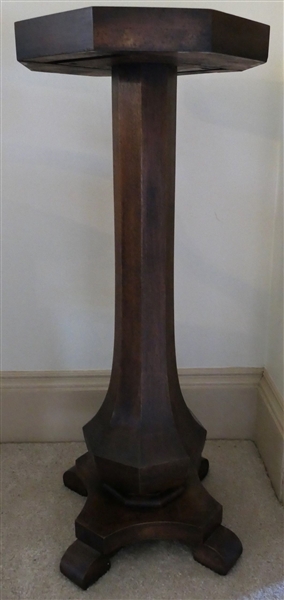 Heavy Walnut Plant Stand with 4 Scrolled Feet - Measures 30" Tall 12" Across