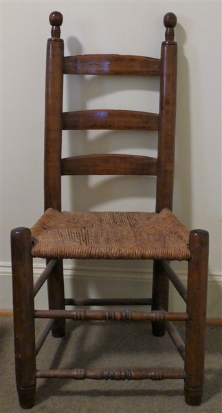 Warren County, NC Handmade Ladder Back Chair - Replaced Rush Bottom Seat - Measures 37" tall 18" by 12" 